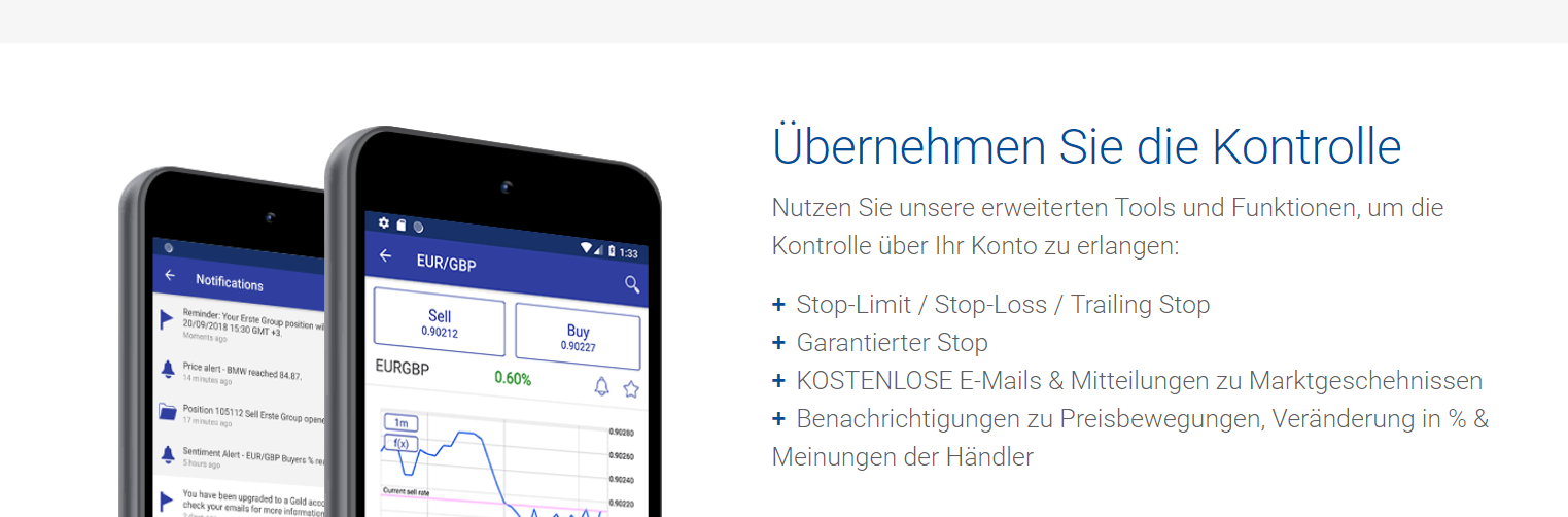 Plus500 bietet eine eigene App für den mobilen Handel an